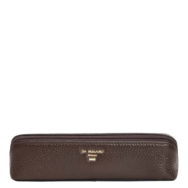 دا ميلانو Wax Leather Multi Pouch - Chocolate